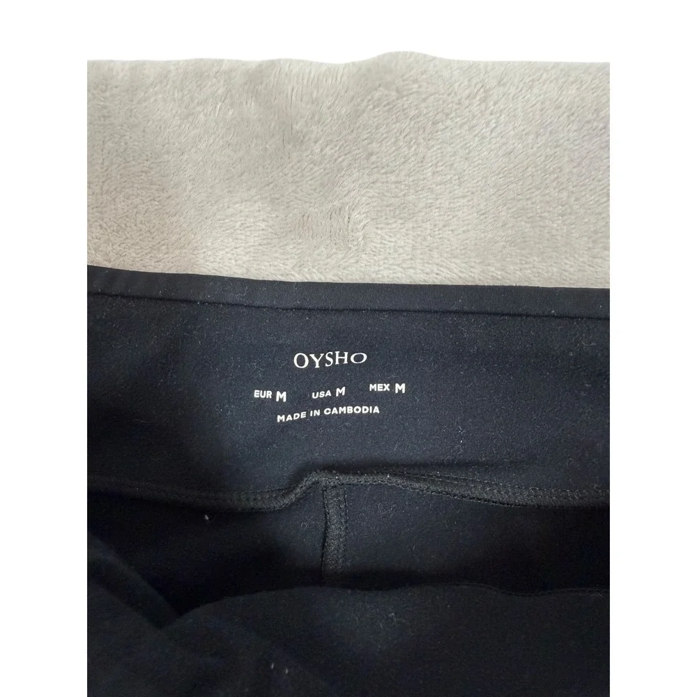 Oysho Women's Wide Leg Trouser Pants Black Pull On Size M Career Work - Picture 3 of 8